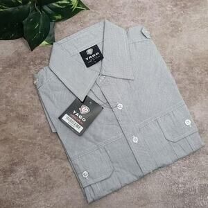 YAGO White & Black Graph Checked Long Sleeve Button Down Shirt NEW Men's Small